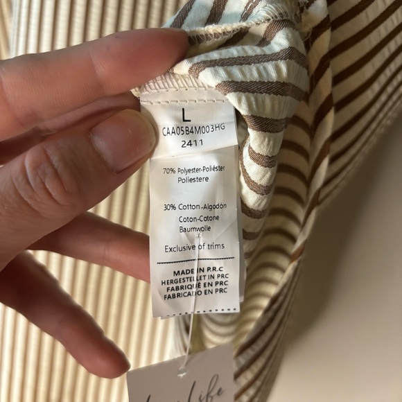 NWT CupShe Striped V-Neck Puff Sleeve Midi Dress, size large, swimsuit cover-up. - Picture 10 of 15